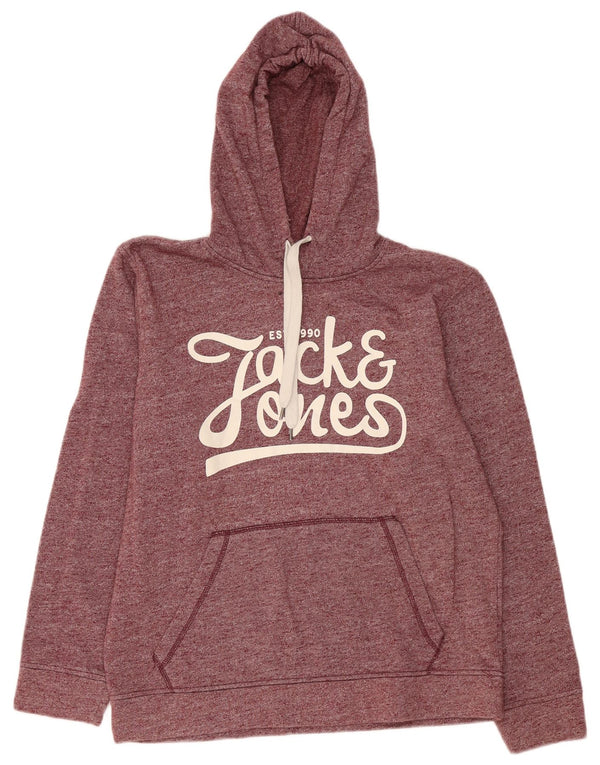 Jack & Jones Felpa con cappuccio grafica da uomo XL Poliestere screziato bordeaux