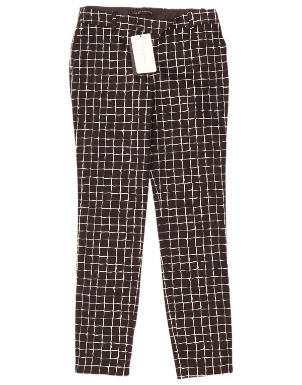 Zara Slim Chino-Hose für Damen, Größe S, W26, L29, schwarz, kariert, Baumwolle
