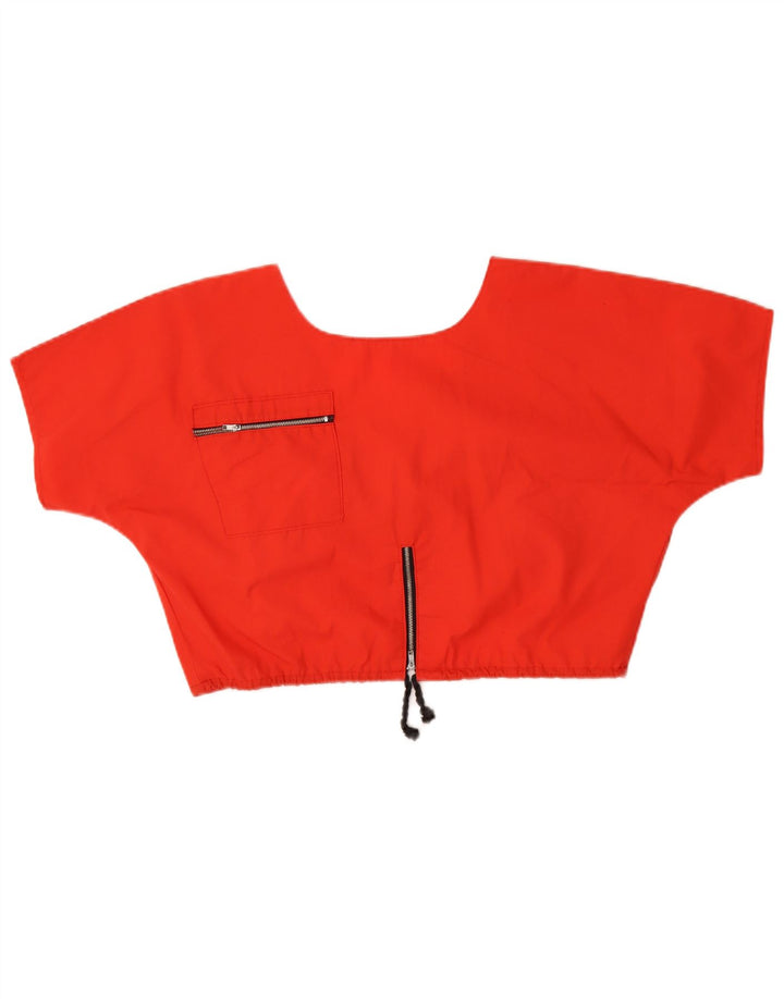 VINTAGE Womens Crop Blouse Top UK 16 Large Red
