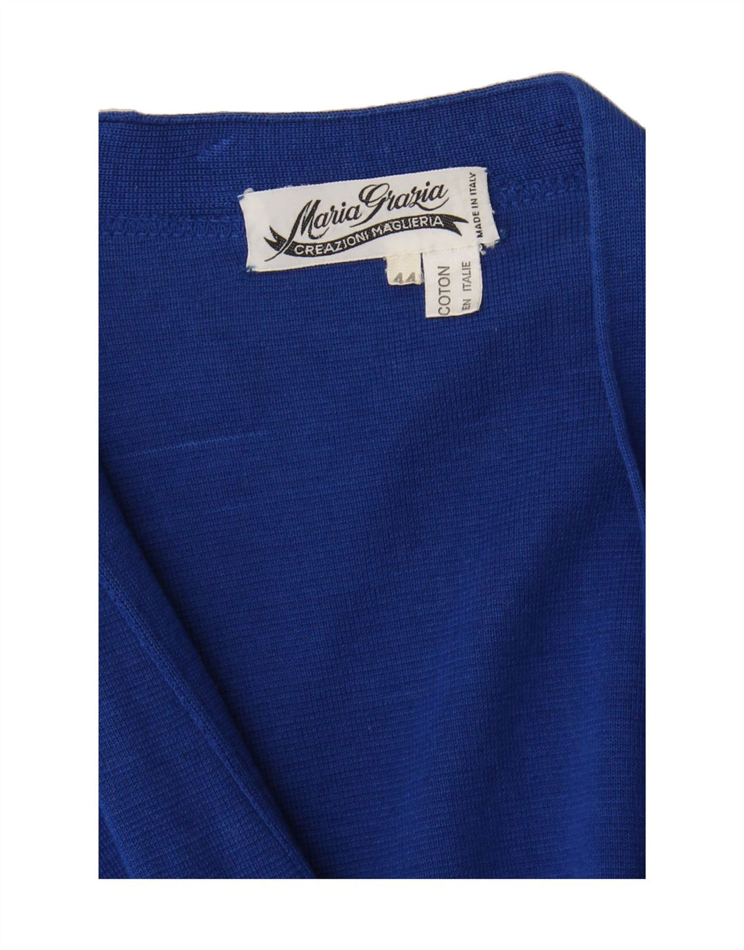 VINTAGE Womens Cardigan Sweater IT 44 Medium Blue Striped Cotton Vintage Vintage and Second-Hand Vintage from Messina Hembry 