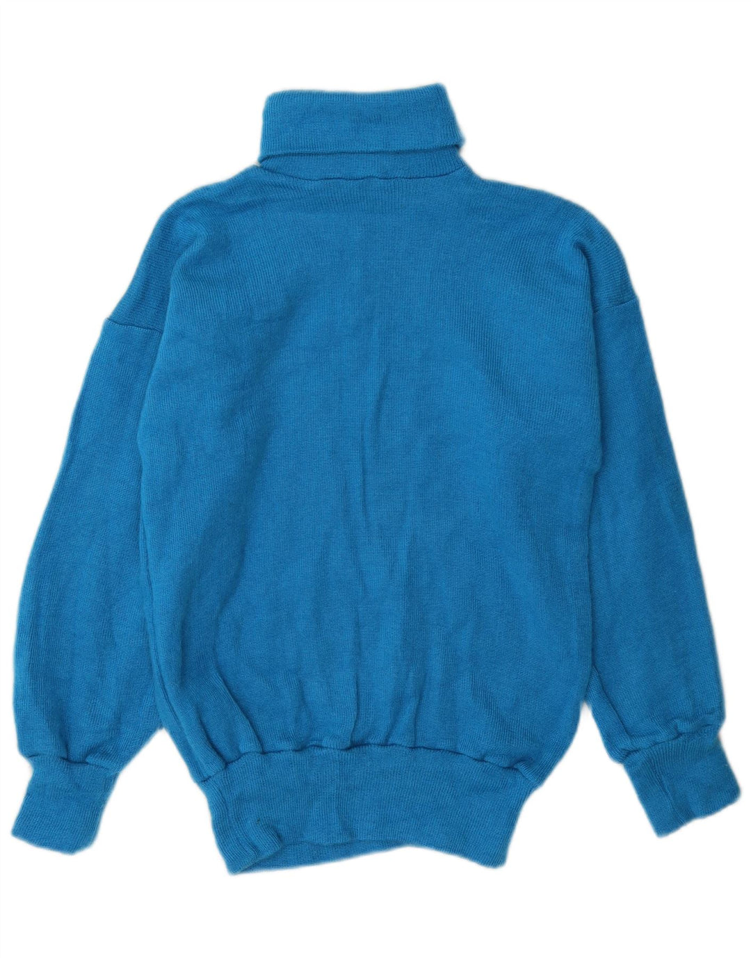 Vintage Womens Roll Neck Jumper Sweater UK 14 Medium Blue