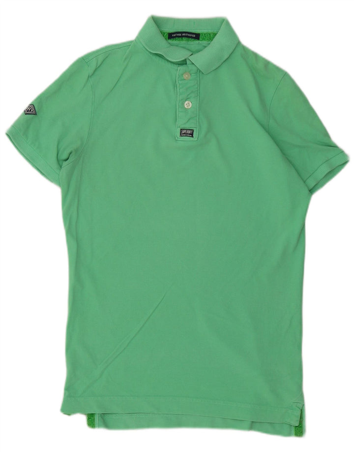 Polo da rugby da uomo Superdry in cotone verde medio