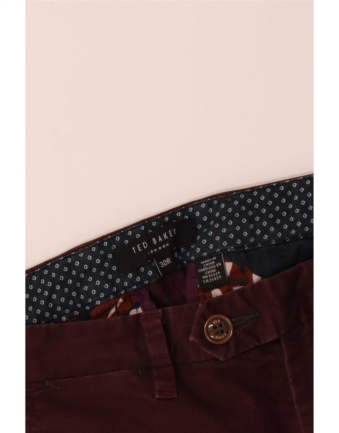 Ted Baker Mens Slim Suit Trousers W30 L31 Brown Cotton
