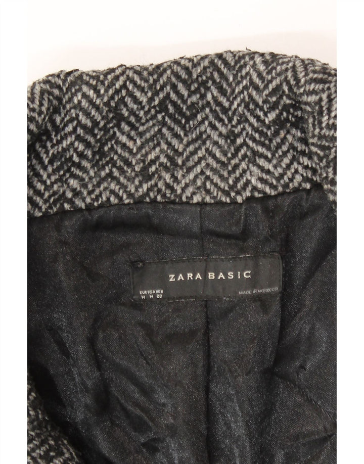 Zara Dame Overfrakke UK 14 Medium Grey Herringbone