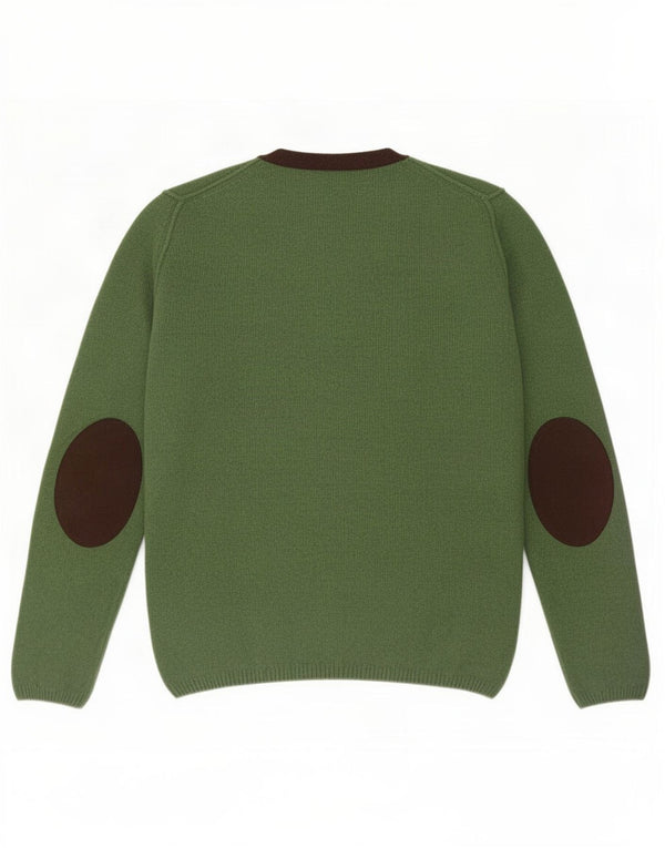 Maglione maglione girocollo da uomo Fred Perry grande lana verde