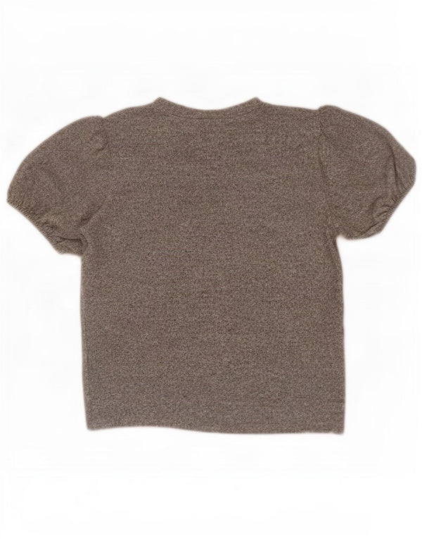 Zara Womens Blouse Top UK 12 Gris Moyen Moucheté