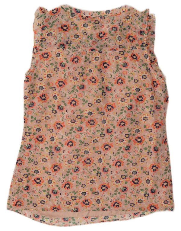Boden Womens Sleeveless Ruffle Front Blouse Top UK 6 XS Pink Floral