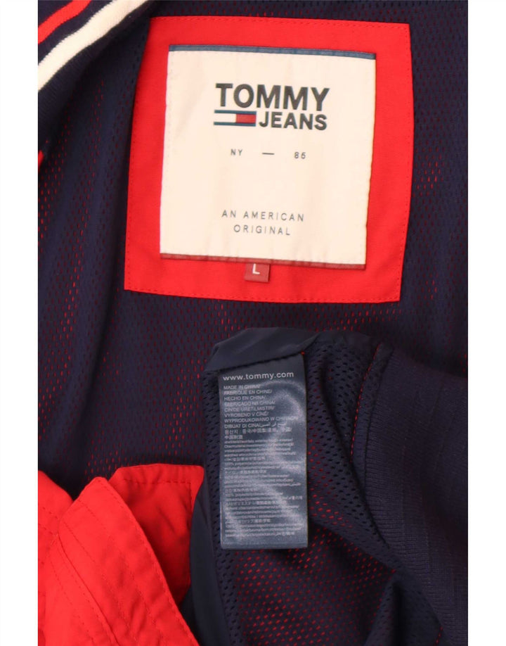 Giubbotto bomber da uomo Tommy Hilfiger UK 40 Large rosso color block in poliammide