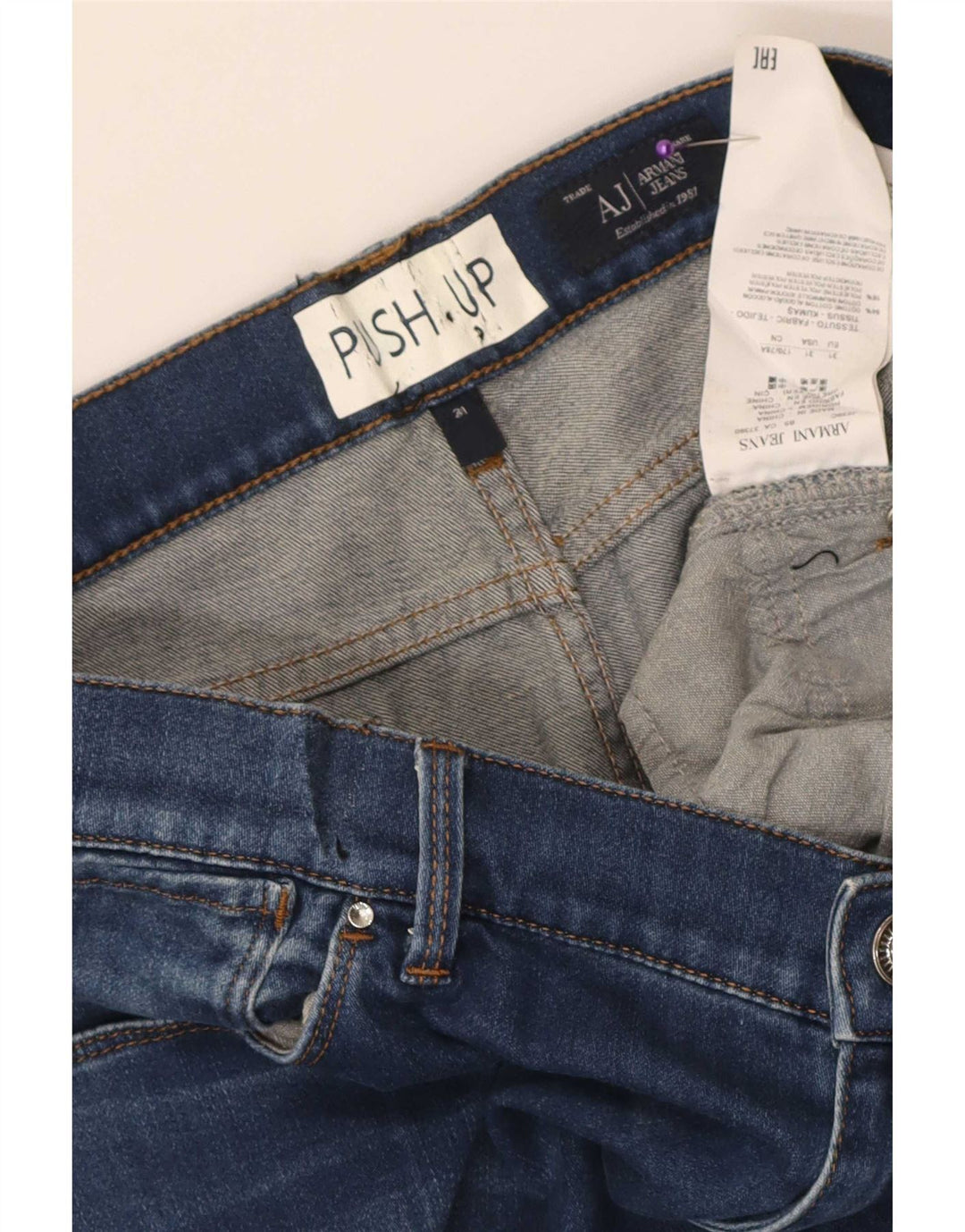 Jeans slim da donna Armani W31 L27 cotone blu