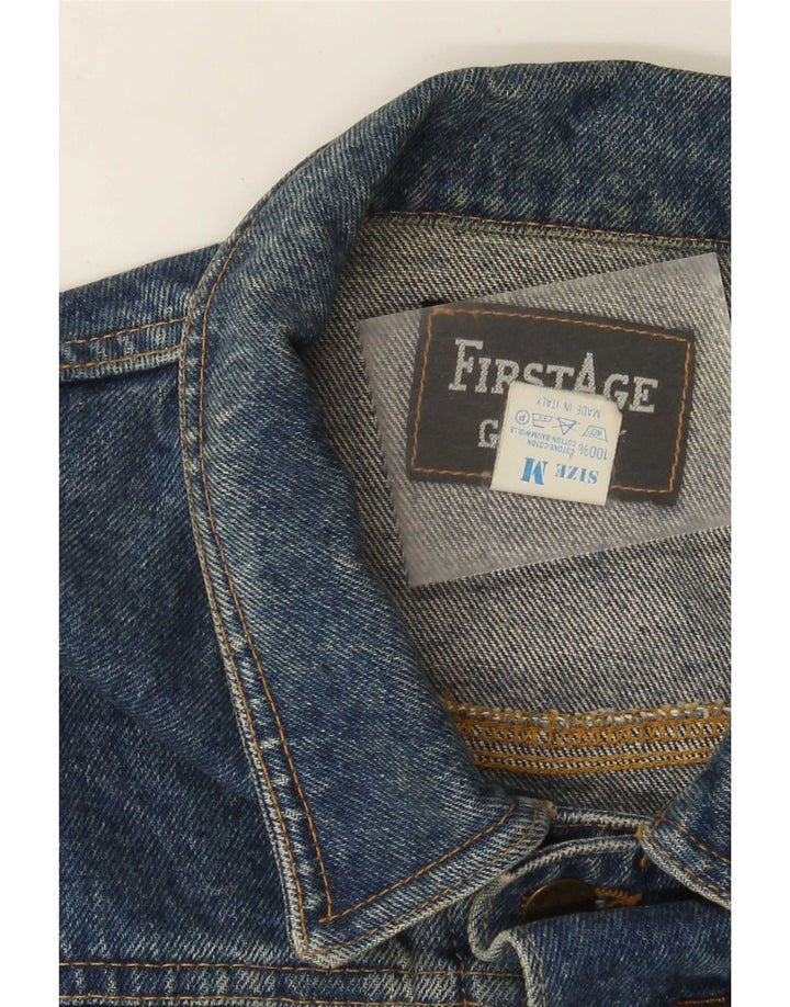Vintage mujer chaqueta de mezclilla Reino Unido 14 algodón azul medio
