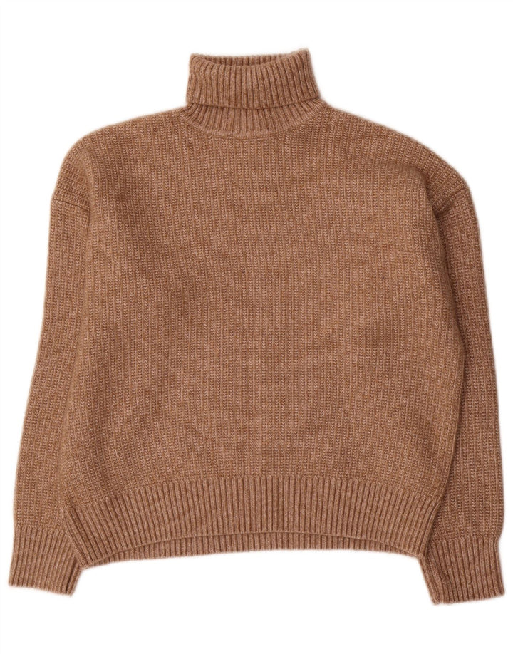Marks & Spencer Womens Roll Neck Jumper Sweater UK 16 Large Brown Polyester