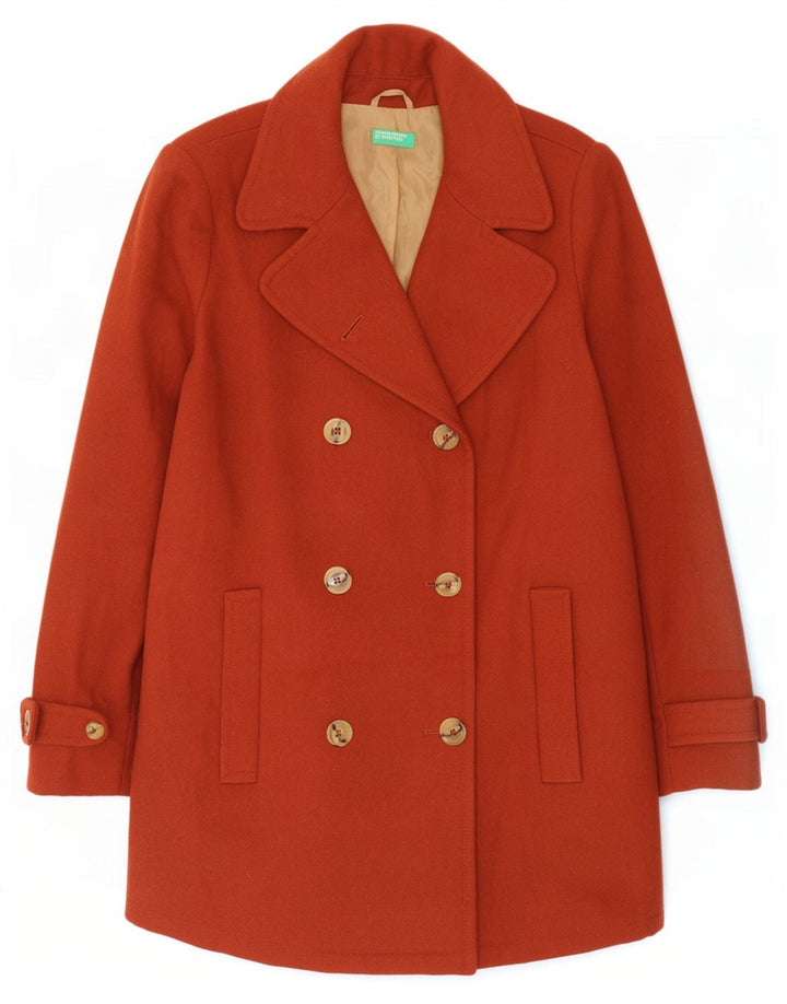 Benetton Caban Femme UK 14 Grande Laine Marron