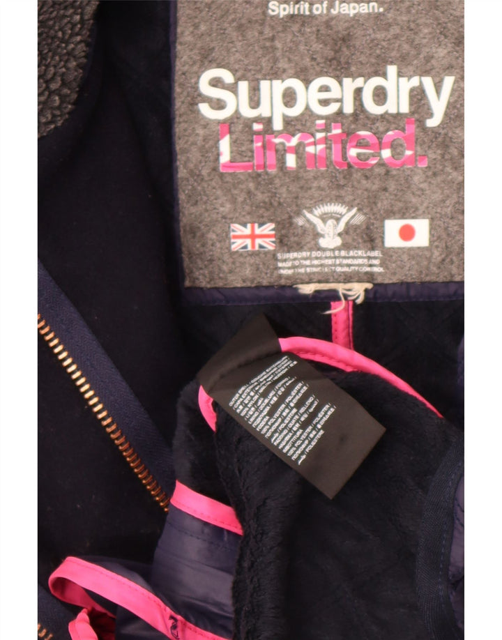 Superdry Veste matelassée pour femme UK 14 Medium Navy Blue Colourblock Nylon