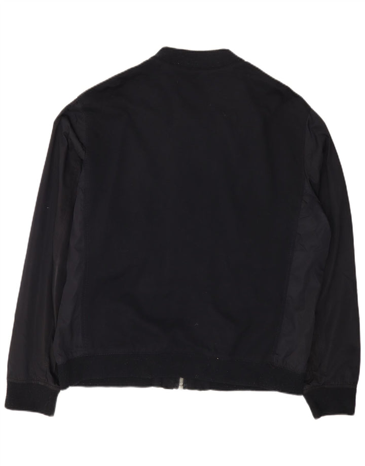 Zara Herre Bomber Jacket UK 42 XL Navy Blue Viscose