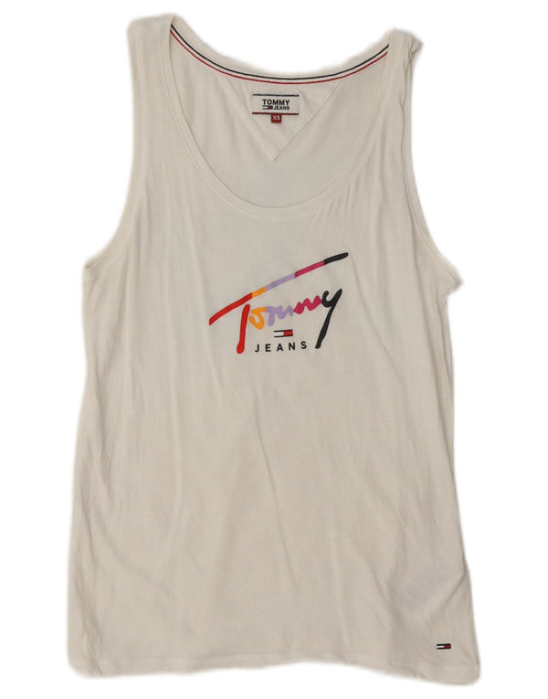 Canottiera grafica da donna Tommy Hilfiger UK 6 XS cotone bianco