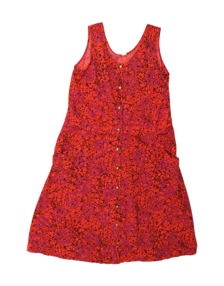 VINTAGE Womens Abstract Pattern Sleeveless Shirt Dress EU 38 Medium Red Vintage Vintage and Second-Hand Vintage from Messina Hembry 