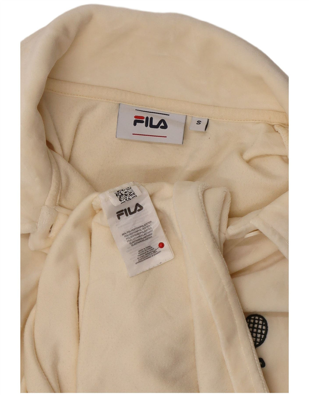 Fila Womens Velour Polo Dress UK 10 Small Off White Polyester