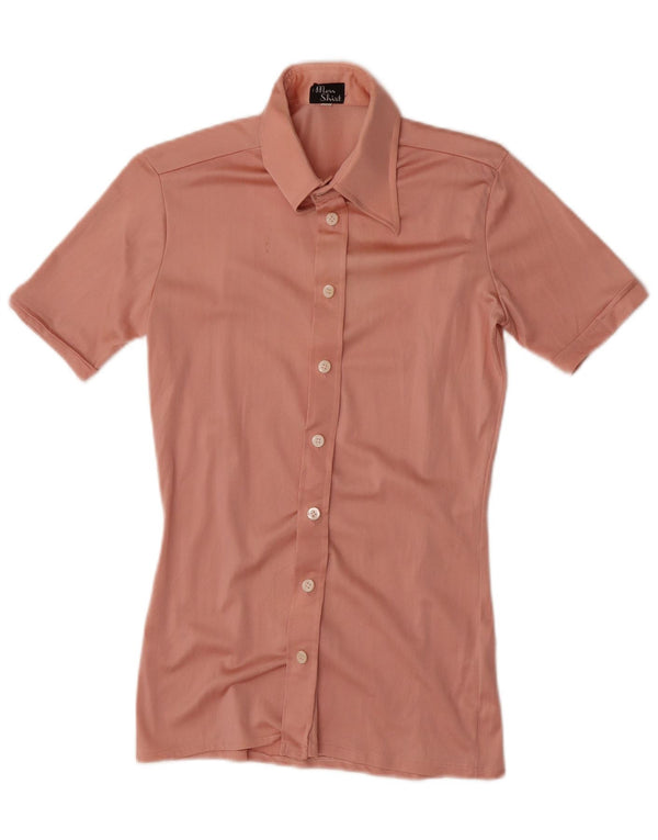 Camicia vintage da uomo a maniche corte XS rosa
