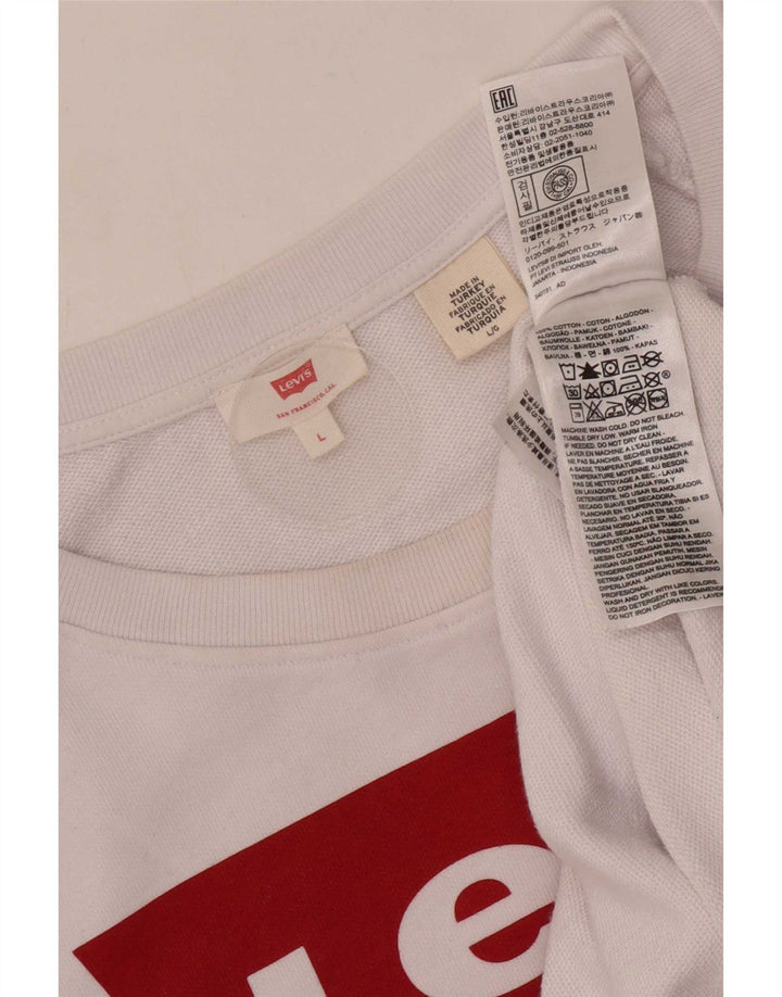 Levi's Donna Felpa oversize con grafica Maglione UK 16 Large Cotone bianco