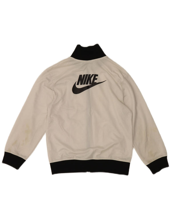 Nike Jungen-Trainingsanzug-Top-Jacke, 10–11 Jahre, mittelweiß, Farbblock-Sport