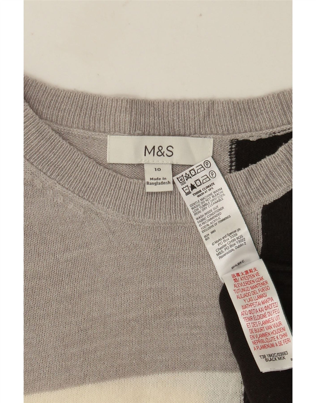 Marks & Spencer Pull col bateau pour femme UK 10 Petit Gris