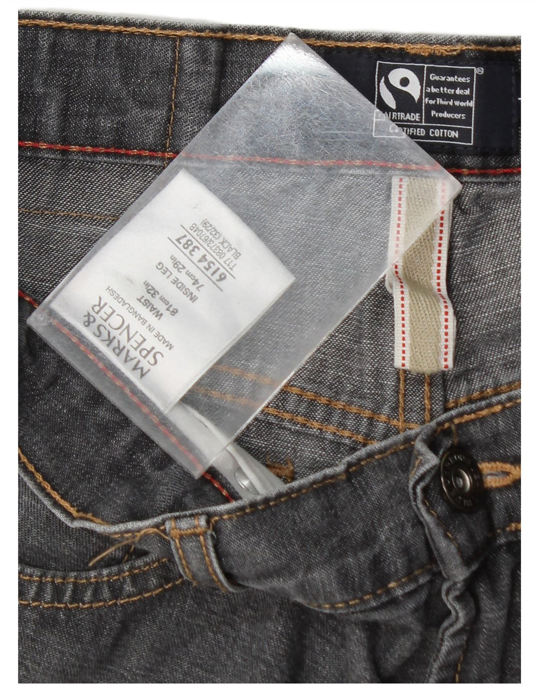 Marks & Spencer Mens Blue Harbour Straight Jeans W32 L29 Grey Cotton