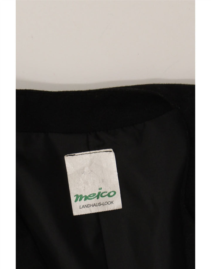 MEICO Womens Crop 1 Button Blazer Jacket IT 42 Medium Black Polyester Vintage Meico and Second-Hand Meico from Messina Hembry 