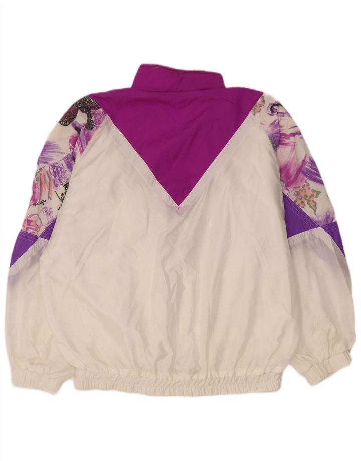 Vintage Womens Oversized Tracksuit Top Jacket EU 36 Small White Colourblock