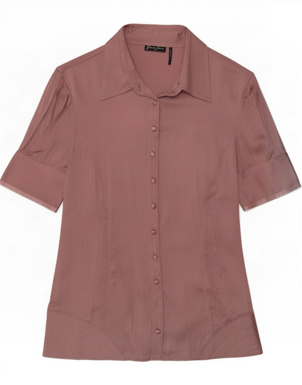 Guess camicia a maniche corte da donna camicetta UK 42 rosa medio seta