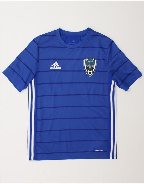Maglietta Adidas Aeroready Graphic da ragazzo, 13-14 anni, a righe blu