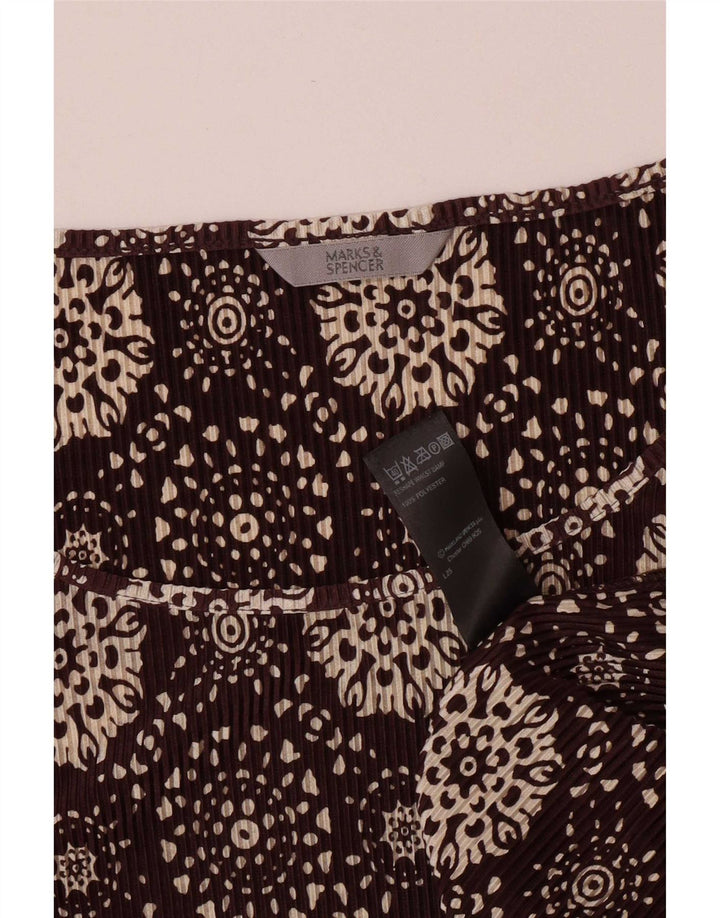 Marks & Spencer Top con estampado abstracto para mujer, manga 3/4, UK 20, 2XL, marrón
