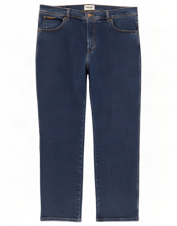 Wrangler Mens Texas Straight Jeans W38 L30 Navy Blue Cotton