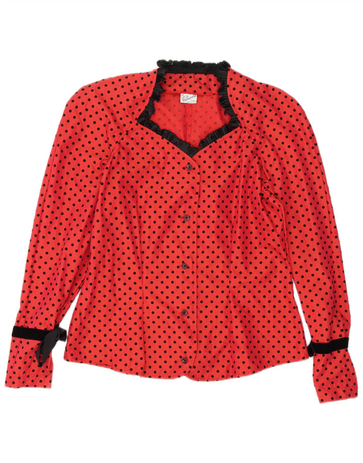 Primavera Firenze skjortebluse til kvinder US 3 Lille rødplettet polyester