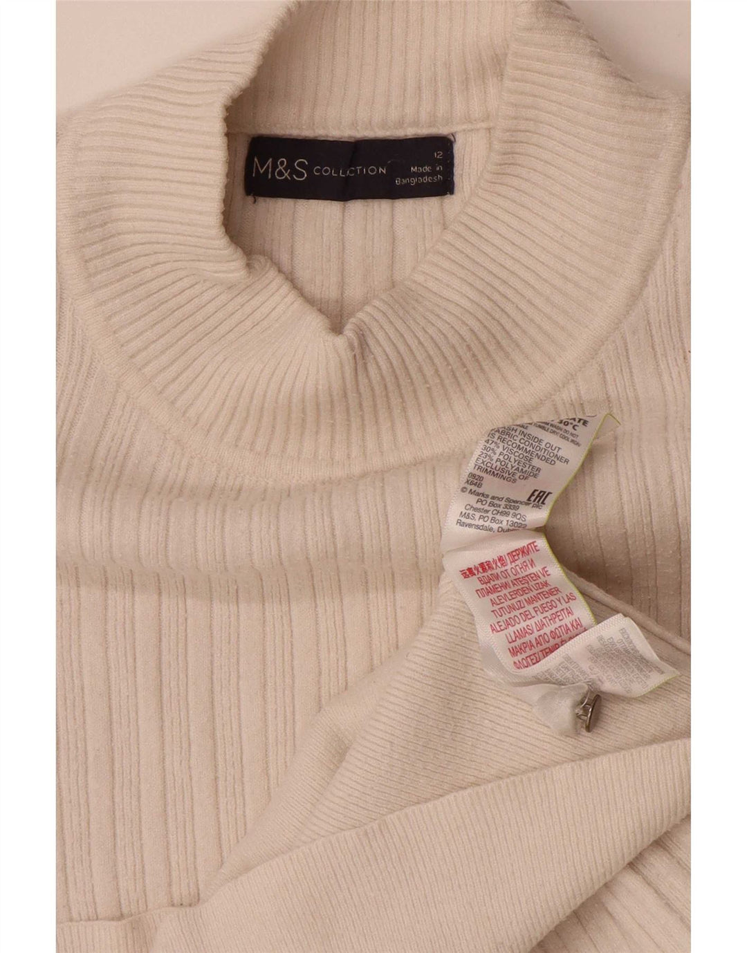 Marks & Spencer Damen Crop Rollkragenpullover Pullover UK 12 Mittelweiß