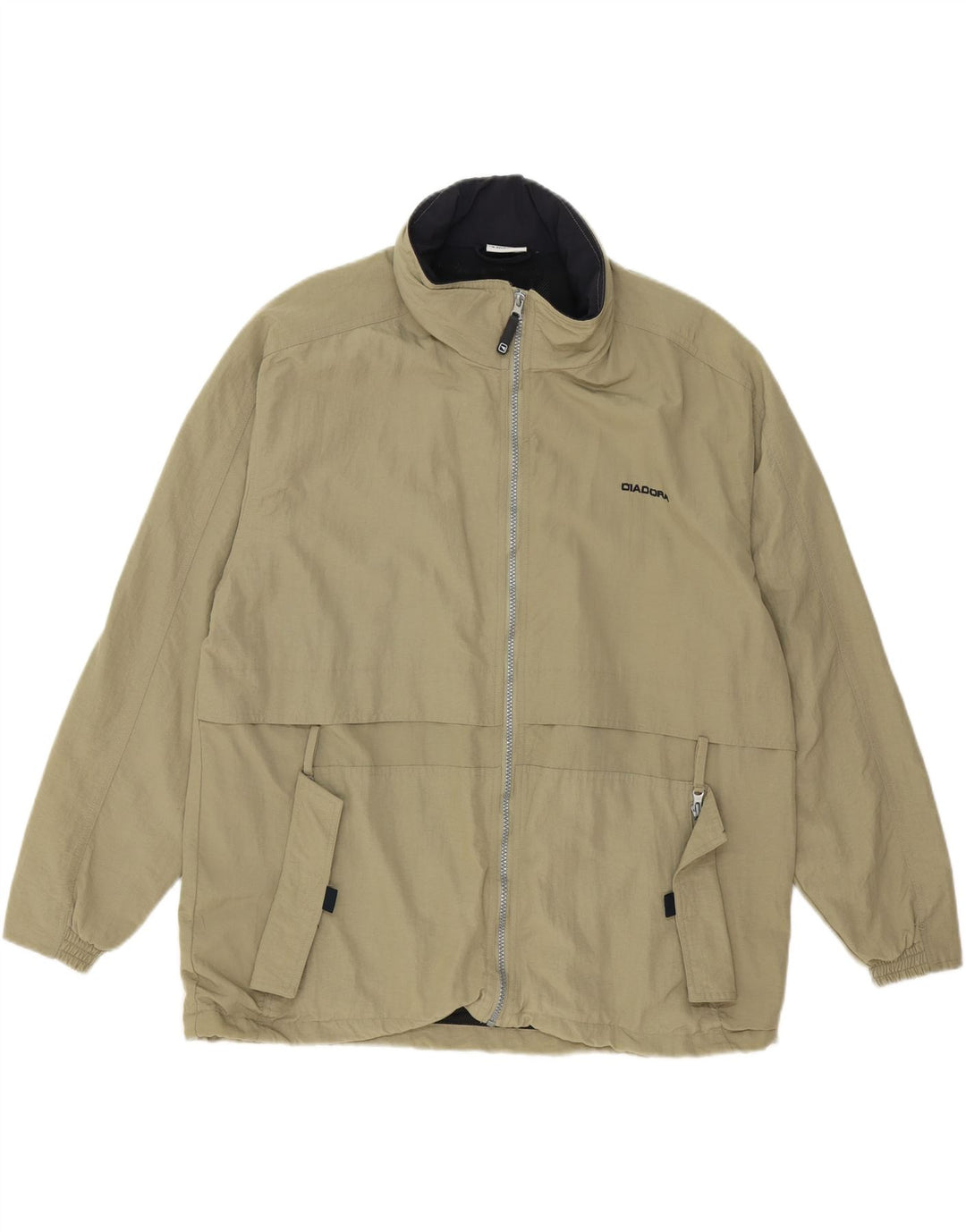 DIADORA Mens Hooded Rain Jacket UK 38 Medium Khaki Polyester Vintage Diadora and Second-Hand Diadora from Messina Hembry 