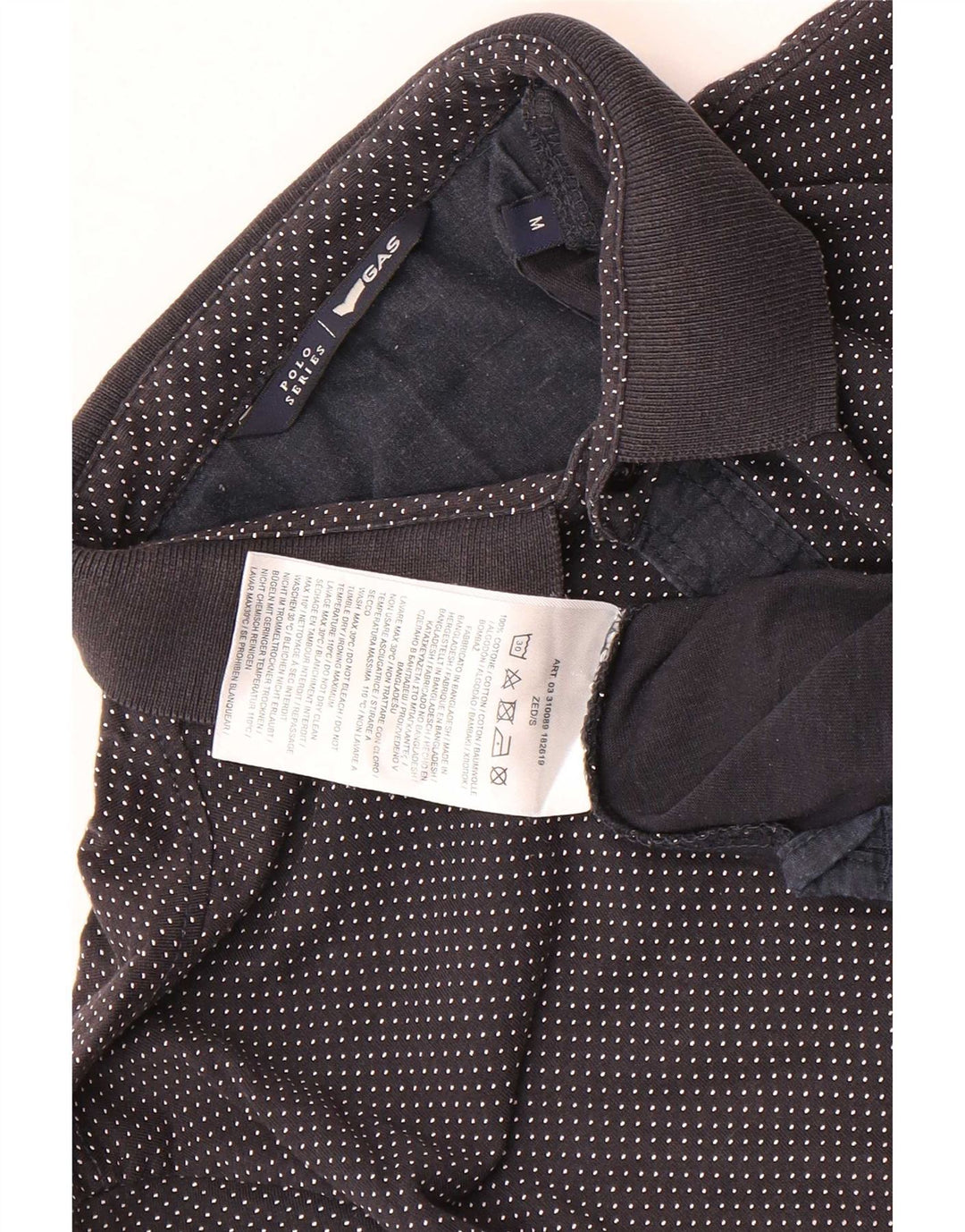Gas Mens Polo Shirt Medium Navy Blue Spotted Cotton