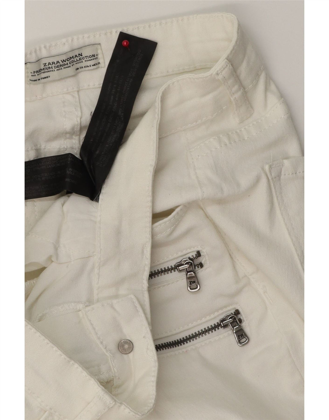 ZARA Womens Cargo Slim Jeans EU 38 Small W28 L27 White Cotton