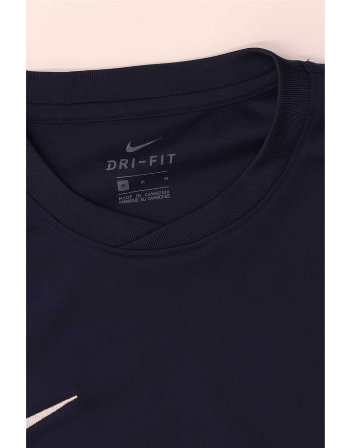 Nike Dri Fit Top da uomo a maniche lunghe in poliestere medio blu navy