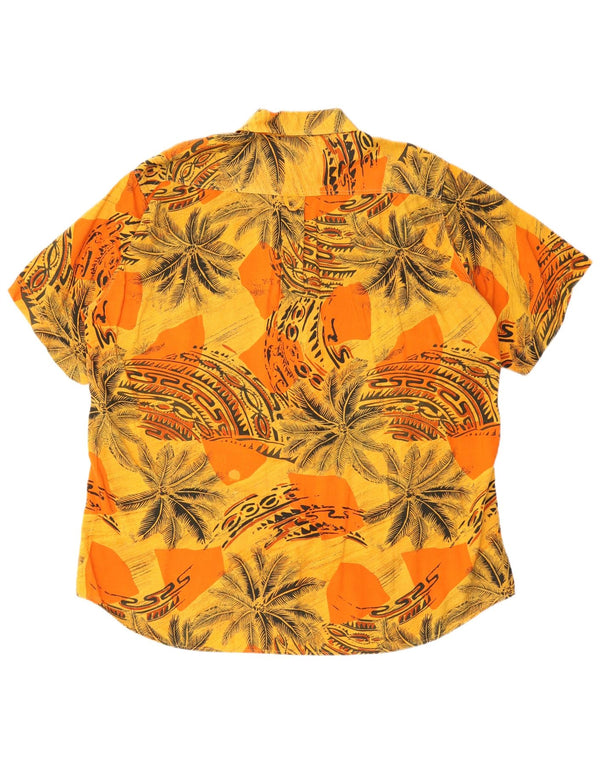 vintage Mens Graphic Short Sleeve Shirt Taille 41/42 Grand Orange Hawaïen