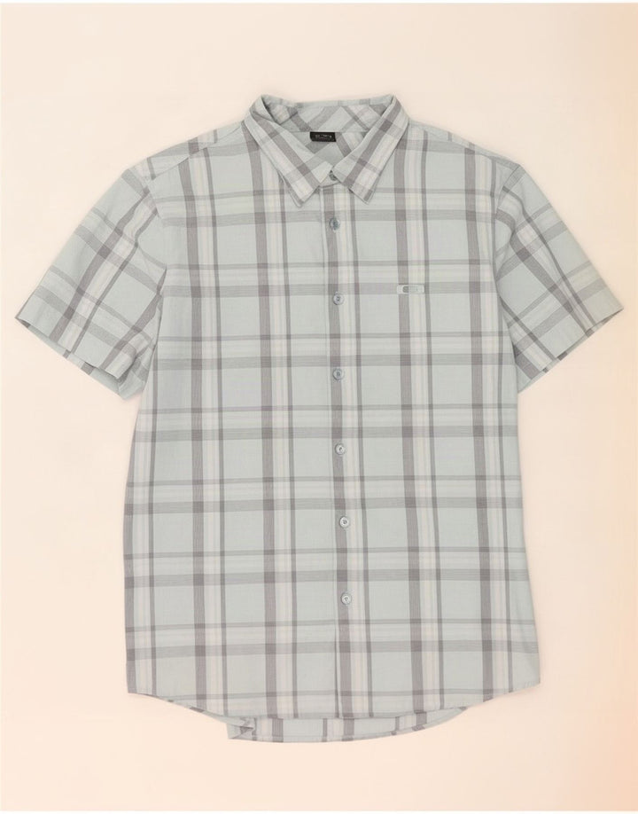 Oakley Mens Short Sleeve Shirt Medium Blue Check Cotton