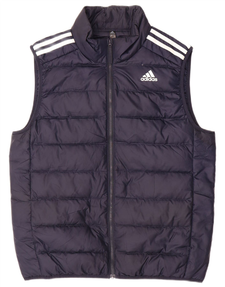Adidas Mens Padded Gilet UK 38 Medium Navy Blue Polyester