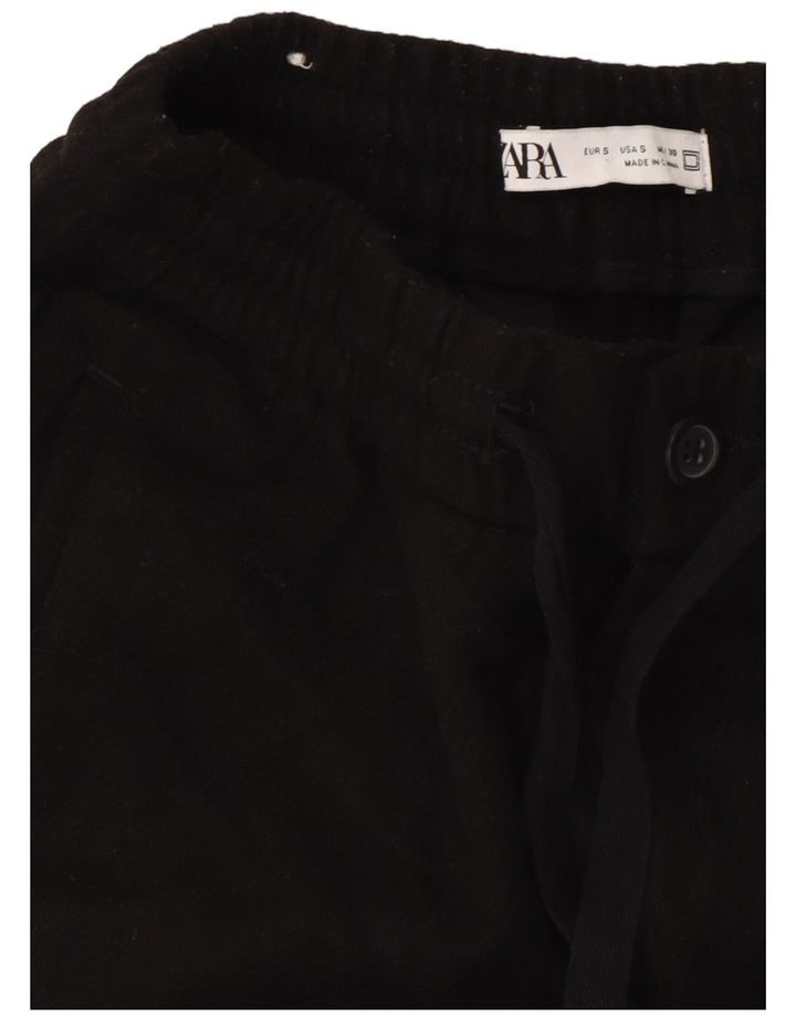 Zara Mens Tapered Chino Trousers Small W30 L26 Black Polyester