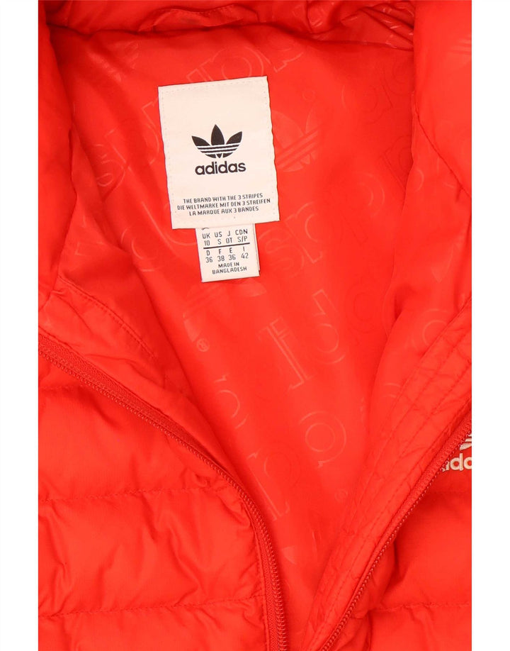 Jaqueta acolchoada com capuz feminina Adidas UK 10 poliéster vermelho pequeno