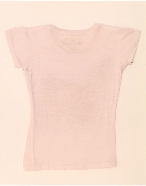 Hard Rock Cafe Womens Venice Graphic T-Shirt Top UK 6 XS Beige Moucheté