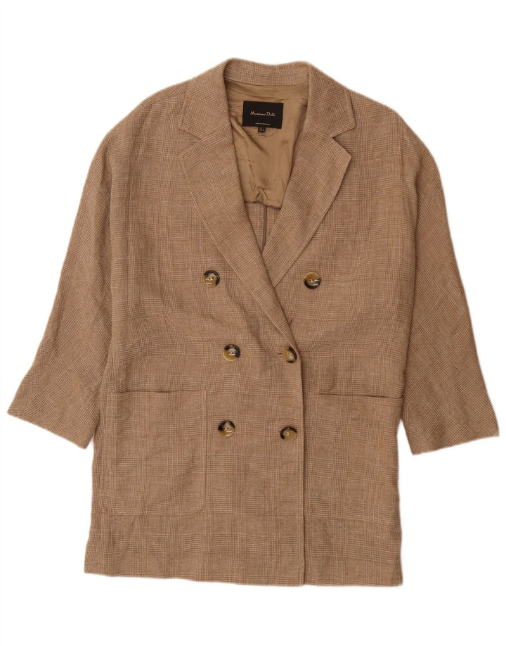 Massimo Dutti Abrigo Cruzado Manga 3/4 Hombre UK 36 Small Marrón Cuadros