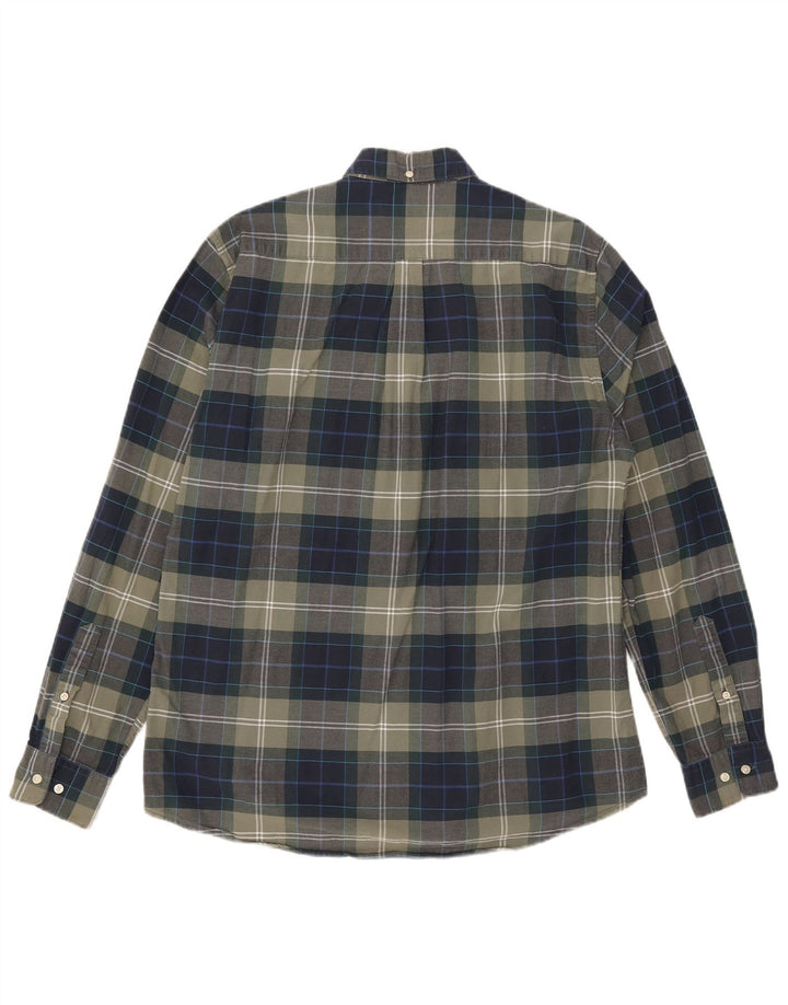 Barbour Mens Tailored Fit Shirt Large Green Check Cotton