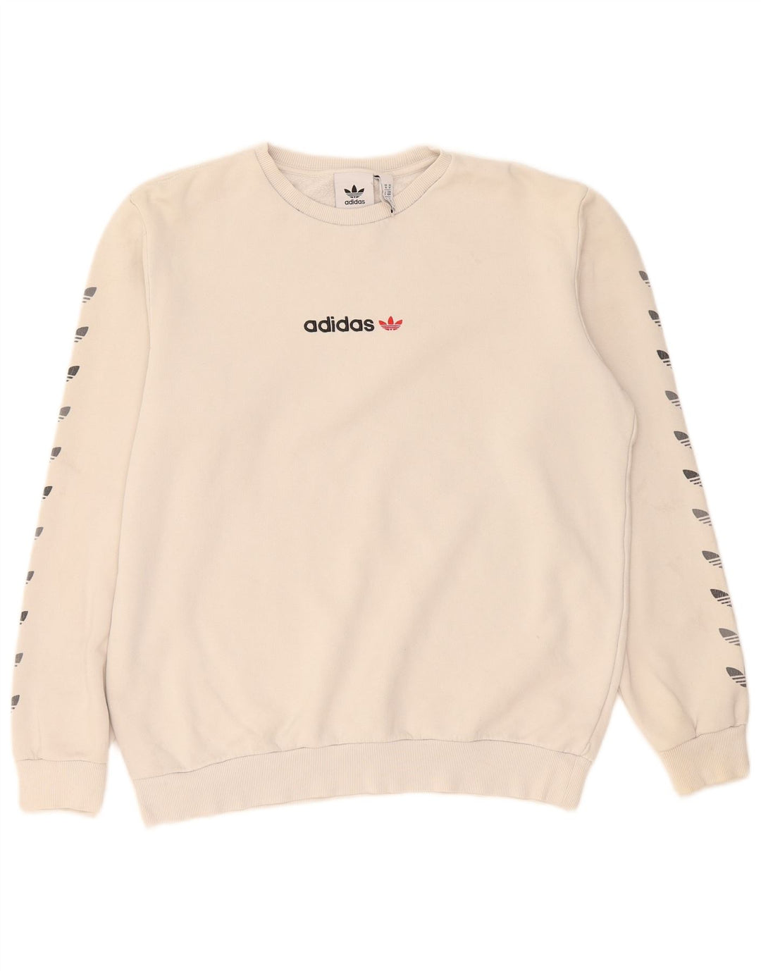Adidas Mens Graphic Sweatshirt Jumper Medium Beige Cotton