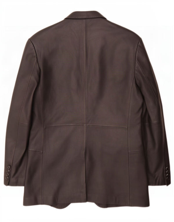 Ben Sherman Herre 3-knaps læderblazerjakke UK 40 Large Black
