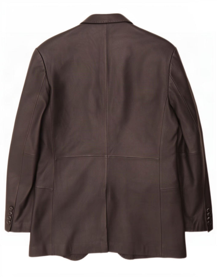 Ben Sherman Mens 3 Button Leather Blazer Jacket UK 40 Large Black