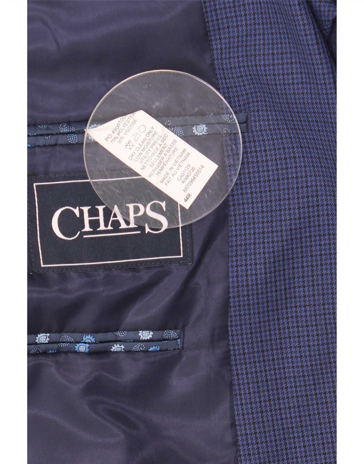 Chaps Veste blazer à 2 boutons pour homme UK 44 2XL Bleu marine Pied-de-poule Polyester